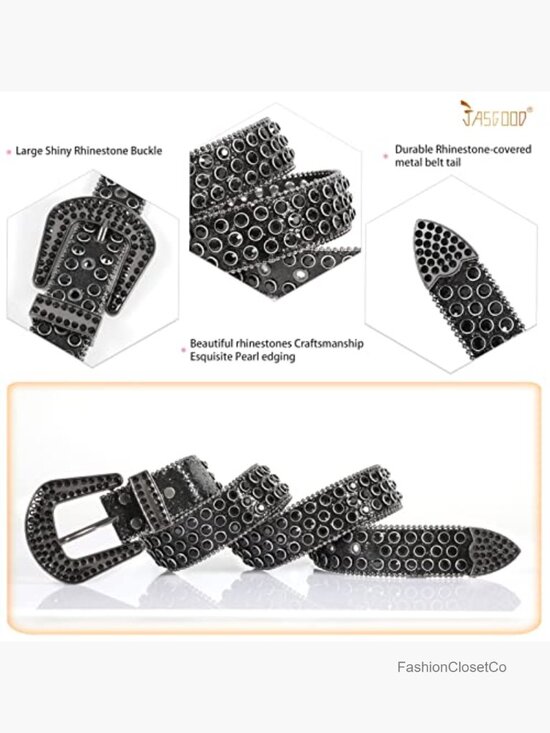 Rhinestone Studded Faux Leather Western Belt for Jeans Pants
